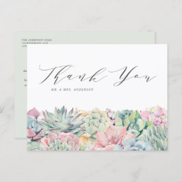 Vattentärsfärg Pastel Succulents Bröllop Tack Vykort