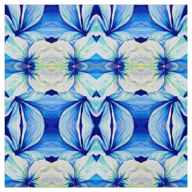 Vattentärsfärg Persian Blue Poppy Blommigt Petals Tyg (Provkarta)