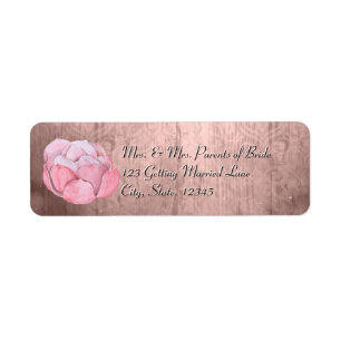 Vattentärsfärg Ro-färgad Succulent Rustic Peach Returadress Etikett
