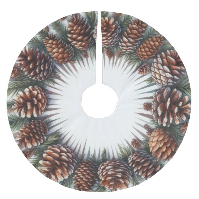 Vattentärsfärg Rustic Land jul Pinecones Julgransmatta Borstad Polyester (Framsidan)