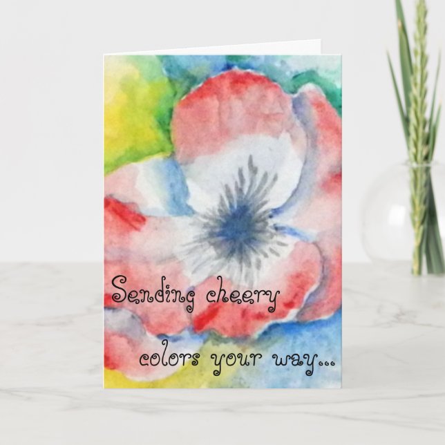 Vattentärsfärg Sweetpea Flower Art Get well Kort (Framsida)