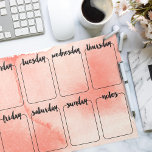 Vattentärsfärg Tvätta Tear Away-kalender varje vec Anteckningsblock<br><div class="desc">Vattenfärg tvättar koral färg med svarta veckodagar.</div>