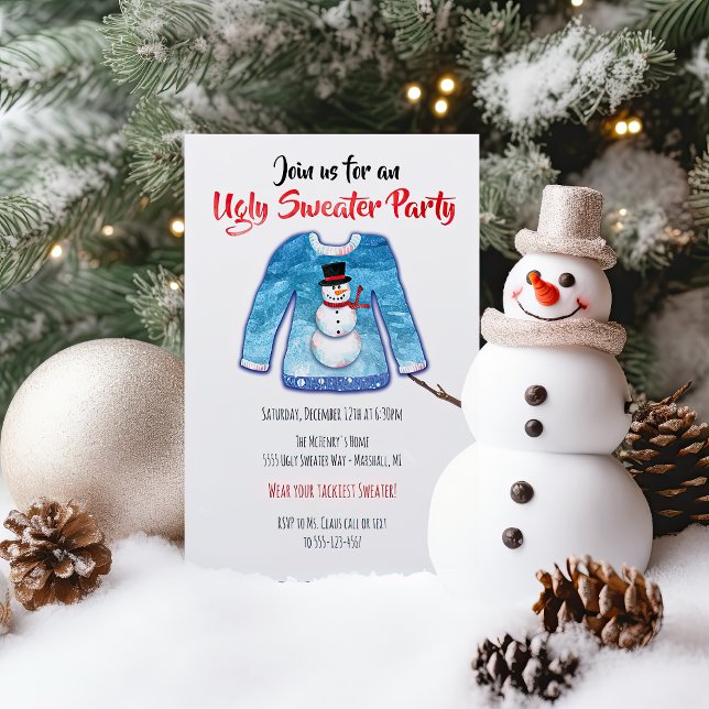 Vattentärsfärg Ugly Sweater-tay jul Party Inbjudningar (Skapare uppladdad)
