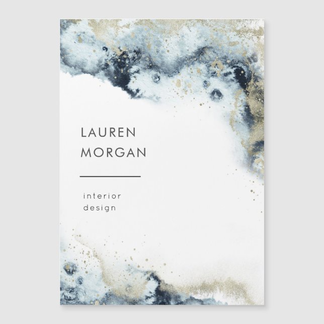 Vattentärsfärg Vågar och Sand Magnetic Affärskort (Framsida)