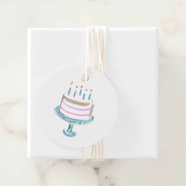 Vattentärsfärgad Art Birthday Cake Candles Sweet Gåvor Etiketter (På plats)
