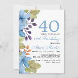 Vattentärsfärgad blå Flora oavsett ålder Inbjudningar