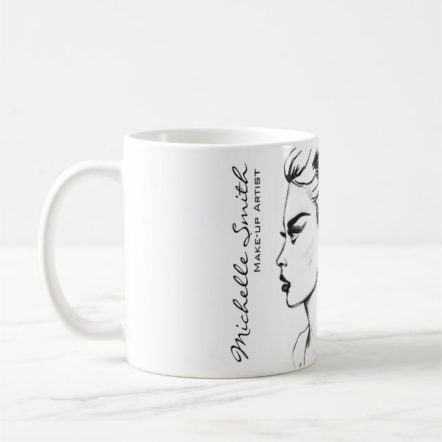Vattentärsfärgad bläck, svart och vit kvinnlig mak kaffemugg (Vänster)