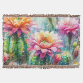 Vattentärsfärgad Blommar Succulent Cacti Filt