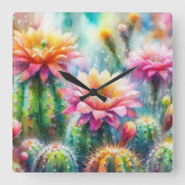 Vattentärsfärgad Blommar Succulent Cacti Fyrkantig Klocka