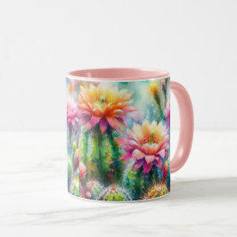 Vattentärsfärgad Blommar Succulent Cacti Mugg