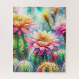 Vattentärsfärgad Blommar Succulent Cacti Pussel