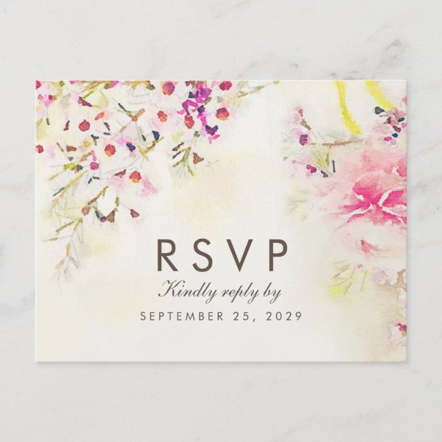 Vattentärsfärgad Blommigt Boho OSA Postcard Meal C Inbjudan Vykort (Framsida)