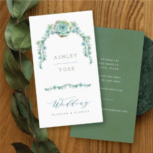 Vattentärsfärgad Blommigt Garden Wedding Planner Visitkort