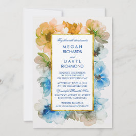Vattentärsfärgad blomning, Elegant, bröllop Inbjudningar