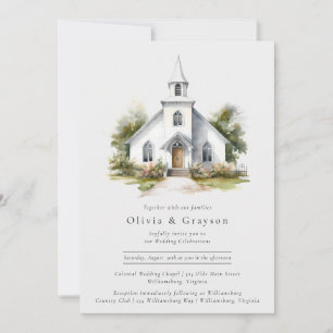 Vattentärsfärgad chapel Christian Wedding-inbjudan Inbjudningar