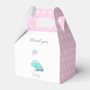 Vattentärsfärgad cute Car Baby Shower Girl-favor Presentaskar