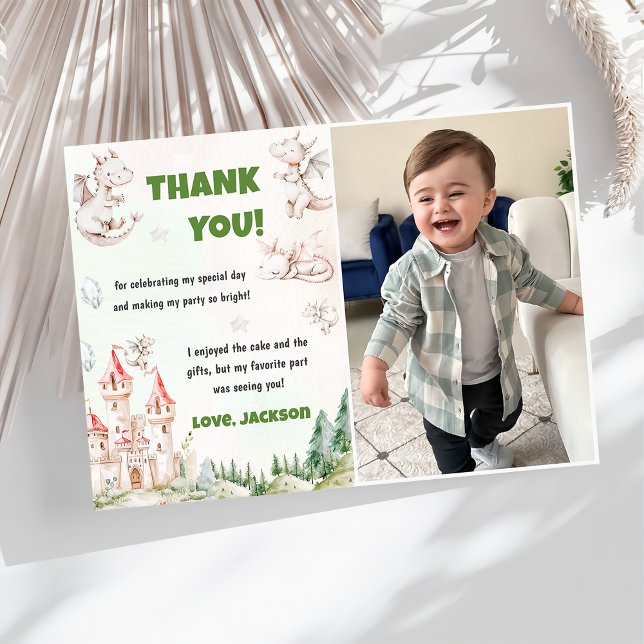 Vattentärsfärgad cute Dragon Födelsedag - Tack, di Inbjudningar (Skapare uppladdad)