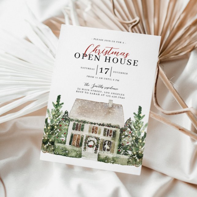 Vattentärsfärgad inbjudan till Open House-julfest (Skapare uppladdad)