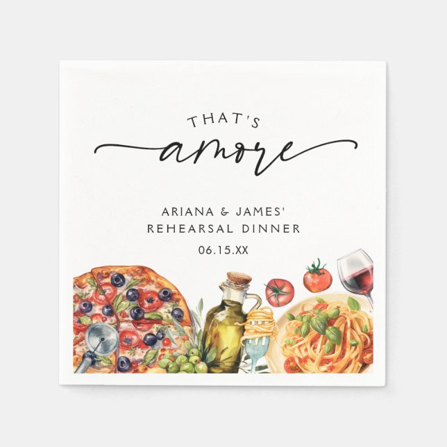 Vattentärsfärgad italiensk mat som är Amore Pappersservett (Framsidan)
