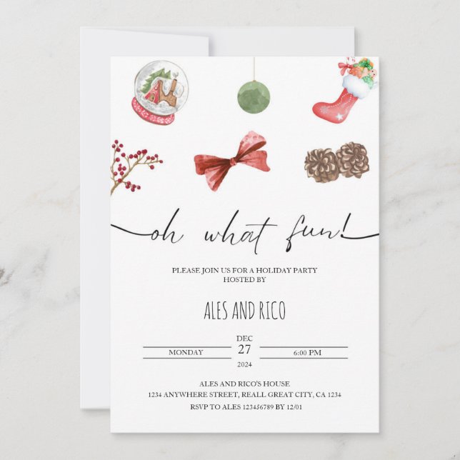 Vattentärsfärgad jul - minimal festlig inbjudan (Framsida)