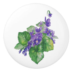 Vattentärsfärgad Lila Violet Flower-målning. Bloms Knopp
