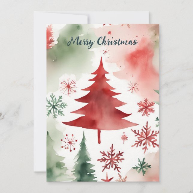 Vattentärsfärgad, minimalistisk, färgfull korporer julkort (Framsida)