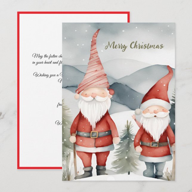 Vattentärsfärgad minimalistisk jultomkorg jul julkort (Fram/baksida)