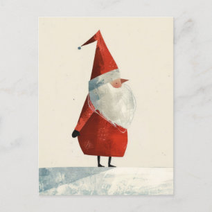 Vattentärsfärgad minimalistisk Jultomten-jul Vykort