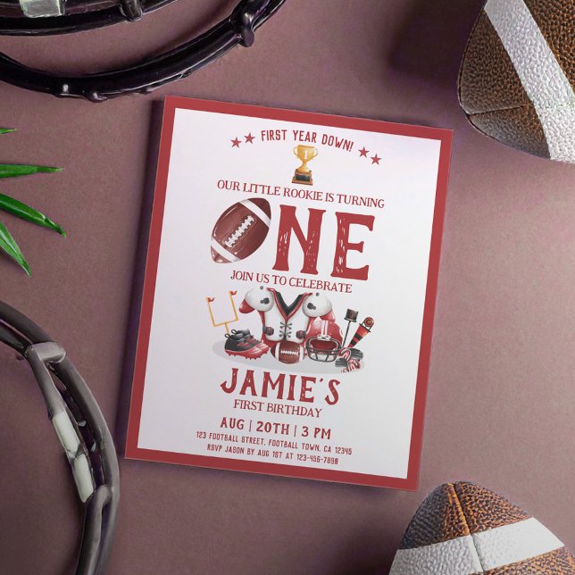 Vattentärsfärgad rödbrun 1:a födelsedagsinbjudan (Skapare uppladdad)