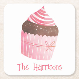 Vattentärsfärgad Rosa Cupkaka jul Papper Underlägg