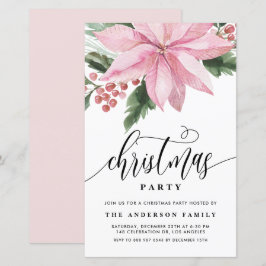 Vattentärsfärgad Rosa Poinsettia Julinbjudan