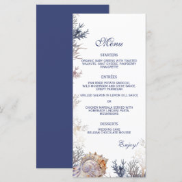 Vattentärsfärgad Seashell Corals Beach Wedding Meny
