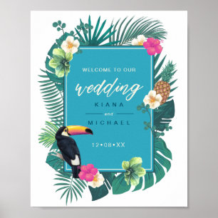 Vattentärsfärgad Tropical Bröllop Välkomstkort-ID5 Poster