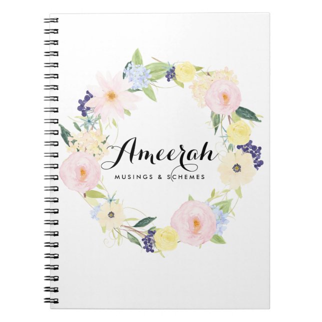 Vattentärsfärgad Vår Blommigt Anpassningsbar Antec Anteckningsbok Med Spiral (Framsidan)