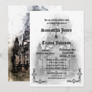 Vattentärsfärgade katedral Goth Wedding-inbjudning Inbjudningar