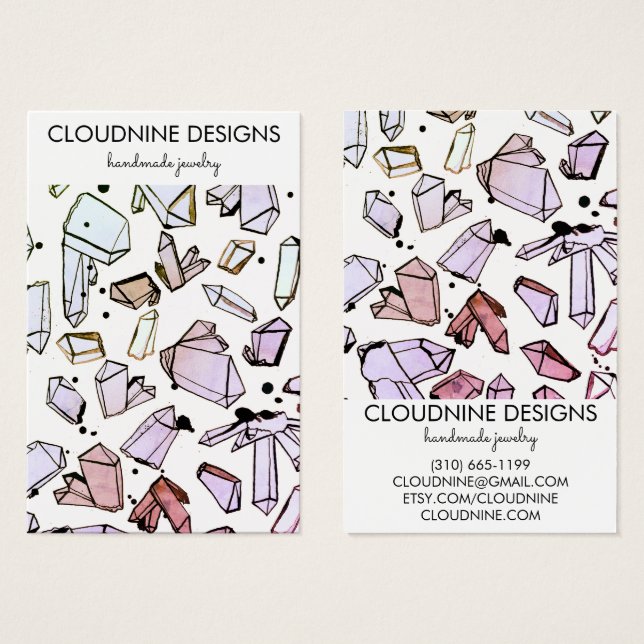 Vattentärsfärgade kristaller - Visning av juvelera Visitkort (Framsida & baksida)