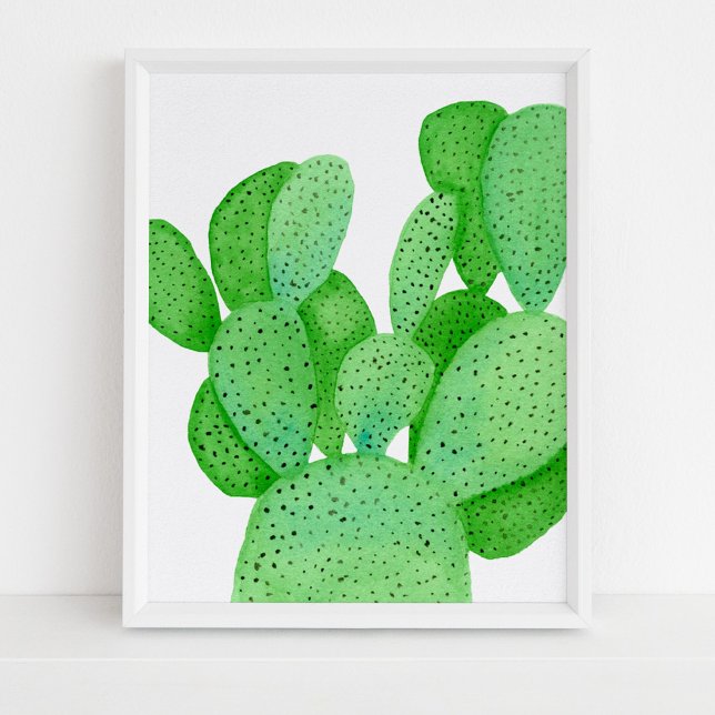 Vattentärsfärgade prickade Pear Cactus Poster (Skapare uppladdad)