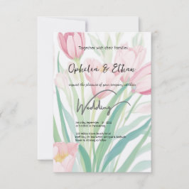 Vattentärsfärgade Vår Tulips, bröllopsinbjudan Inbjudningar