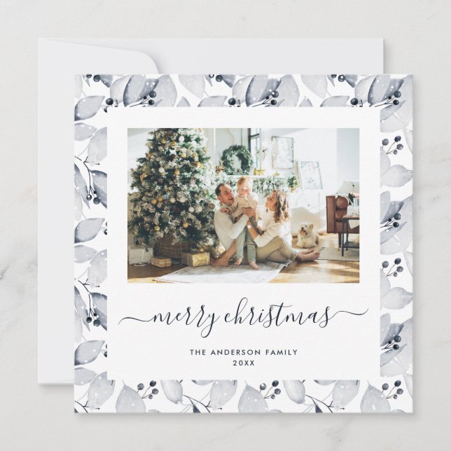 Vattentärsfärgade vinterbotaniska fotopriser julkort (Framsida)