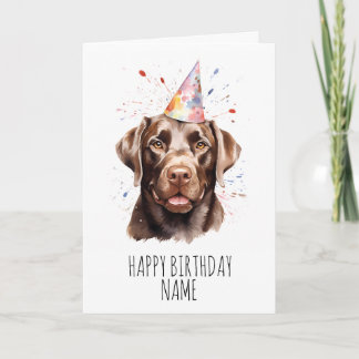 Vattentärsfärgat choklat Labrador Birthday Card Kort