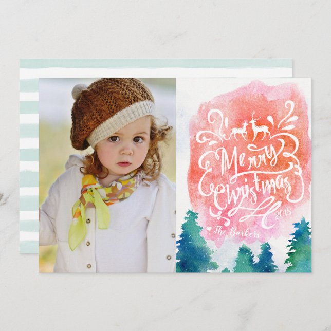 Vattentärsfärgat fotopilkort inbjudningar (Fram/baksida)