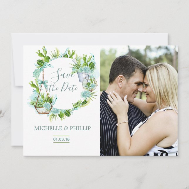 Vattentärsfärgat glas Terrarium Succulum Spara dat Datumet (Framsida)