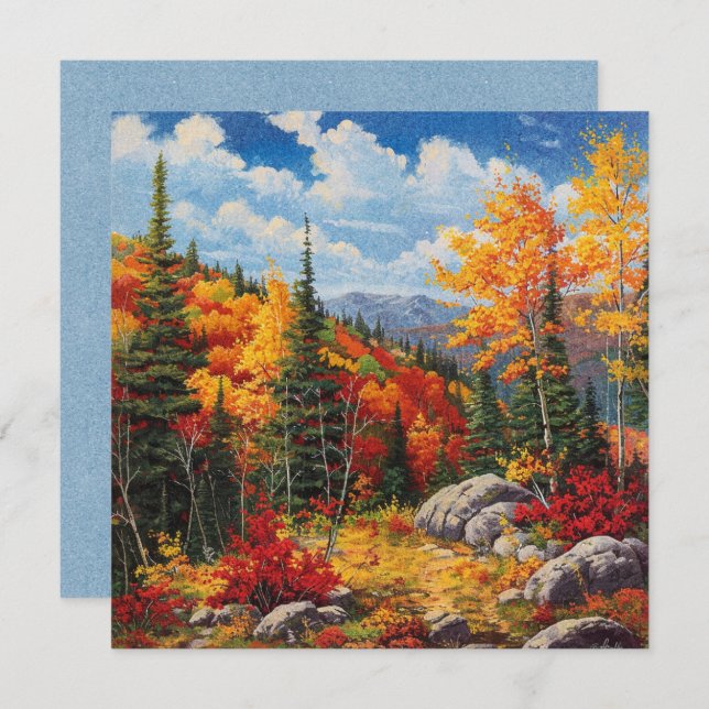 Vattentärsfärgat Höst färger Hälsning-plattkort (Fram/baksida)
