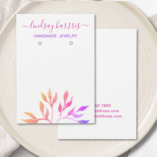 Vattentärsfärgat Löv Avläsningar Juvelry Visning C Visitkort (Skapare uppladdad)