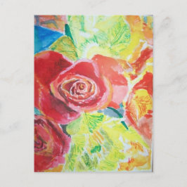 Vattentärsfärgat vykort för Blommigt