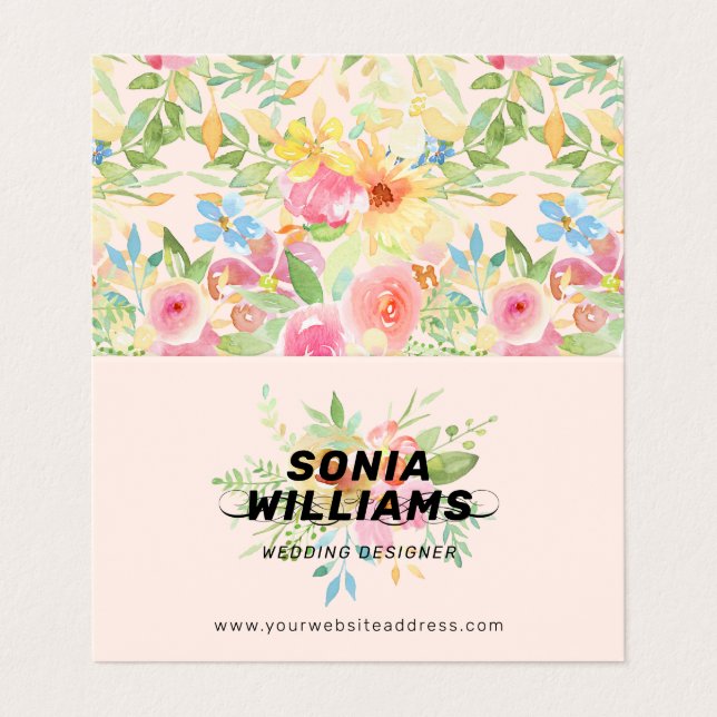 Vattentärsfärger, ömtåliga blommor bouquet visitkort (Utsida ovikt)