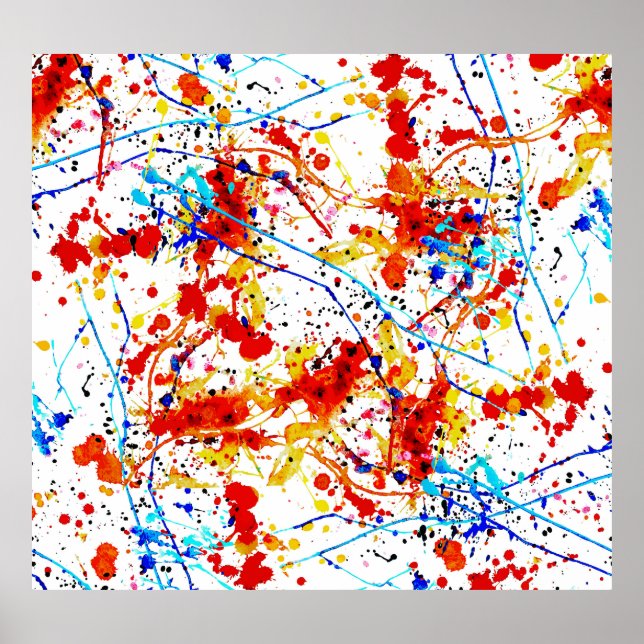 Vattentärsfärgfläckar, vit bakgrund Mönster Poster (Framsidan)