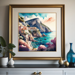 Vattentärsfärgning av European Mediterranean City Poster