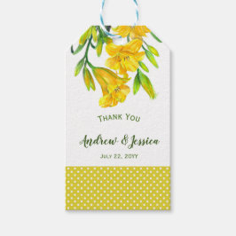 Vattentärsfärgning Gult Dag Lilies-Blommigt Målnin Presentetikett