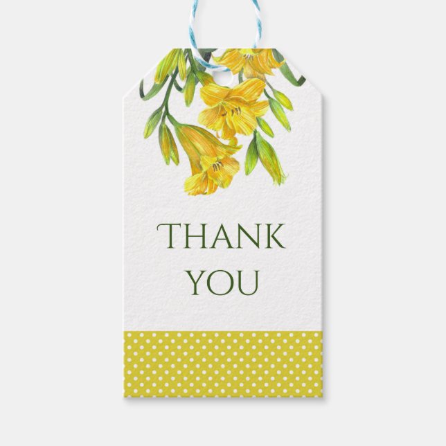 Vattentärsfärgning Gult Dag Lilies-Blommigt Målnin Presentetikett (Framsidan)